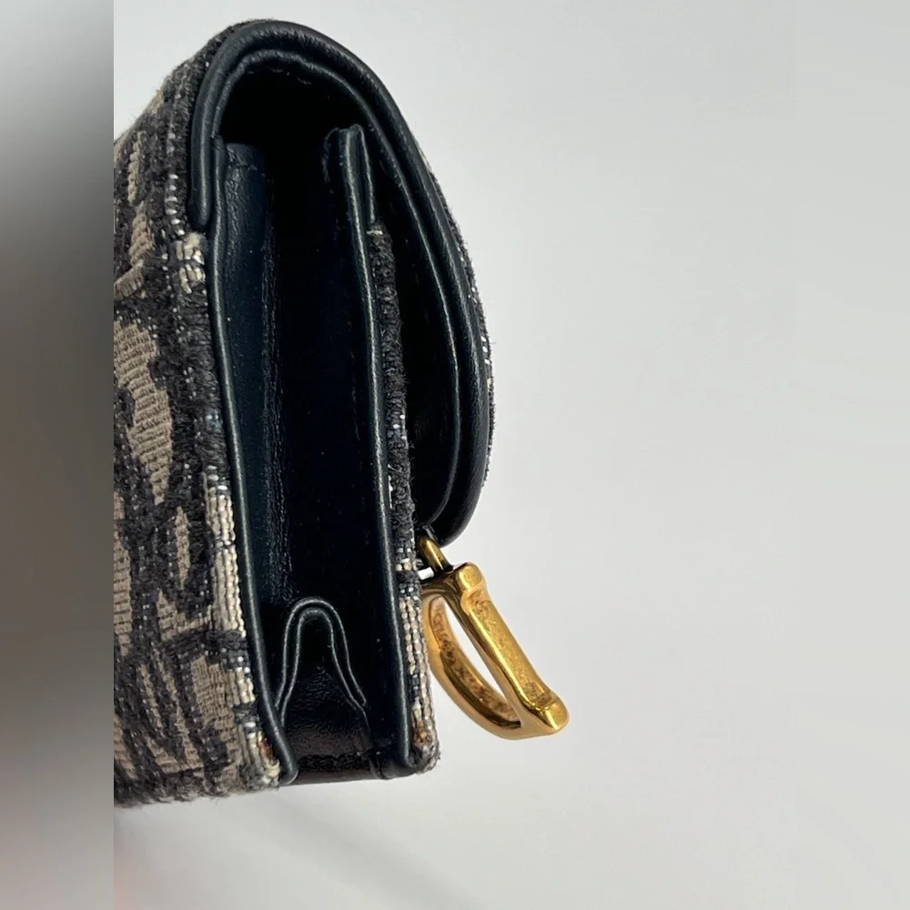 Cristian Dior Oblique Saddle Card Holder Wallet